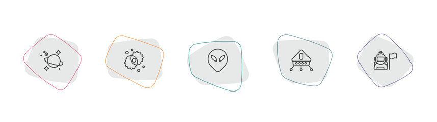 astronomy outline icon set. linear vector for ui, web and mobile. thin line astrology, nebula, extraterrestial head icons. © Farahim