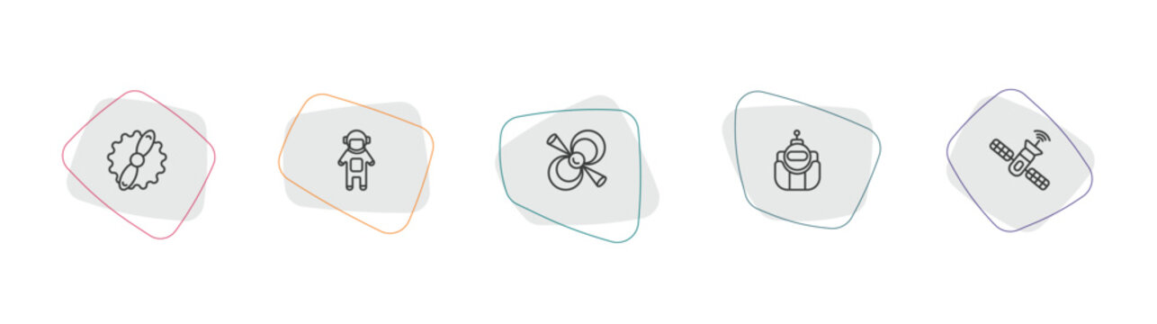 astronomy outline icon set. linear vector for ui, web and mobile. thin line gamma ray, spaceman, pulsar icons.