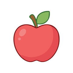 Fototapeta premium Fresh red apple with green leaf.