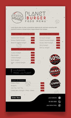 Naklejka premium Food menu template for burger food with burger list and price list design