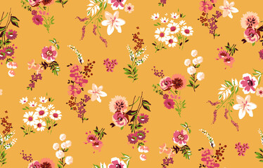 Fototapeta premium Seamless Floral Pattern Background, Allover Botanical Design, Elegant Repeating Textile Print,Firdos Studio