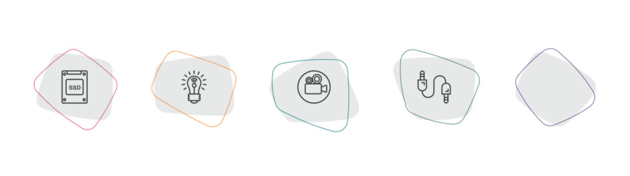 electronic devices outline icon set. linear vector for ui, web and mobile. thin line ssd, smart light, lisa icons.