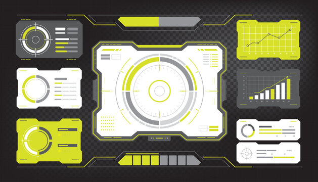 Futuristic HUD UI Kit &ndash; Sci-Fi Dashboard Elements with Infographic Charts and Tactical Data Displays