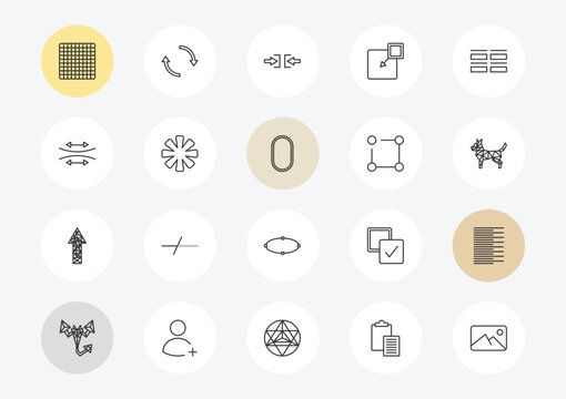 geometric figure outline icon set. linear vector for ui, web and mobile. thin line grids, stretch, polygonal arrow up icons.
