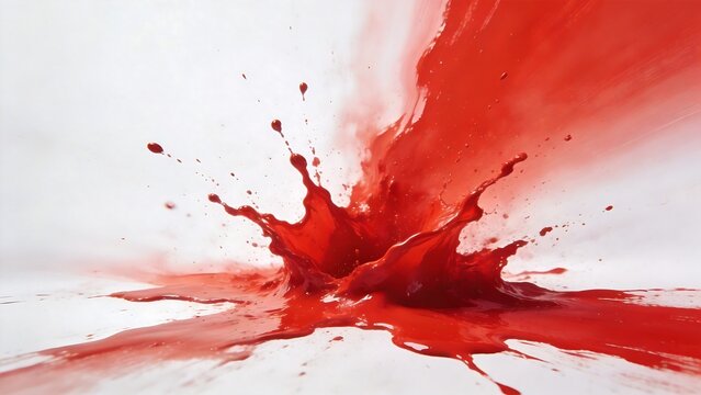 Red liquid splash on white background
