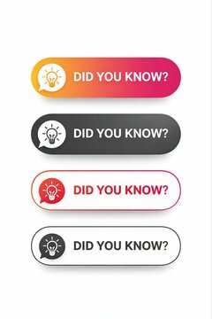 Did you know fact callout button set with lightbulb icon in modern flat design