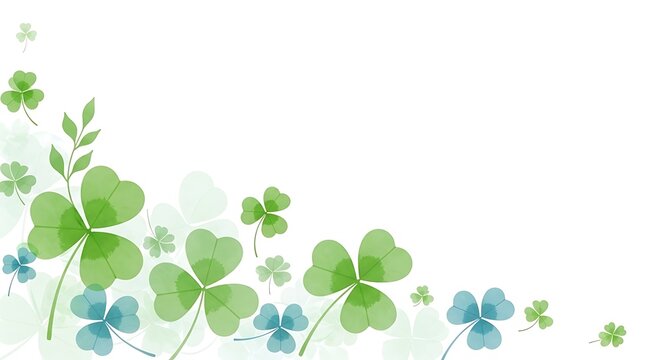 Watercolor shamrock leaves and stems decorative design