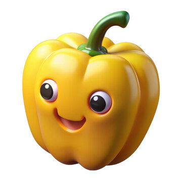 Smiling cartoon bell pepper with face