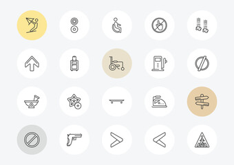 Fototapeta premium signs outline icon set. linear vector for ui, web and mobile. thin line kitesurf, up, phary icons.