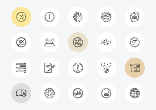 signs outline icon set. linear vector for ui, web and mobile. thin line absolute, no ironing, align right icons.