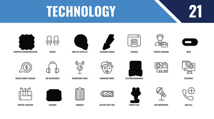 technology outline icon set. linear vector for ui, web and mobile. thin line chairs, mode, electrocardiogram line icons. © Farahim