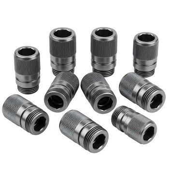 Stainless Steel Threaded Connectors Set Isolated on White Background
