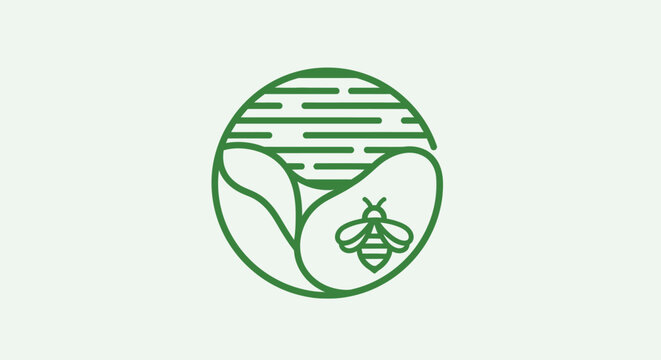 Green logo features a bee and leaf design within a circular shape.