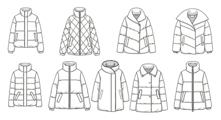 Variety of puffer jackets displayed. © Sunarto
