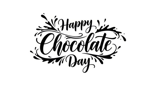 Happy chocolate day calligraphy lettering with liquid splash isolated on white background