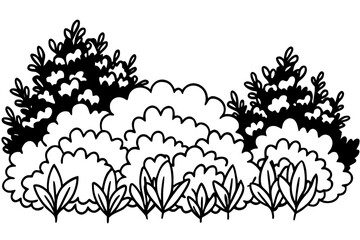 Fototapeta premium Stylized vector illustration of dense leafy bushes and foliage with a playful hand-drawn design aesthetic
