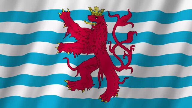 Civil Ensign of Luxembourg Flag 4K Realistic Waving Roude Leiw Lion