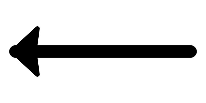 Black arrow pointing left. Arrow shape element