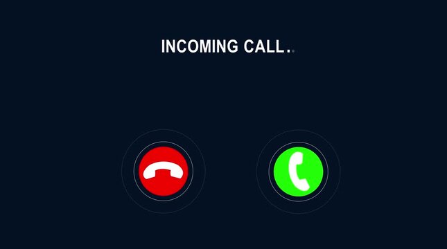 Incoming call ring icon background black Screen Animation of phone call Incoming call phone icon you receive the message animated, Incoming call ring icon on a background