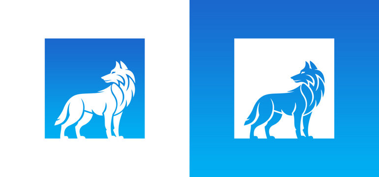 Majestic blue wolf logo design for versatile branding purposes, great for businesses seeking a unique and bold visual identity.