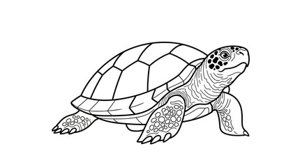 Sea Turtle Line Drawing Illustration © NGAINA AULIA KHOIROH