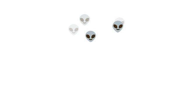 A gray alien head with a smiling face isolated on white background doodle animated 4k stock video