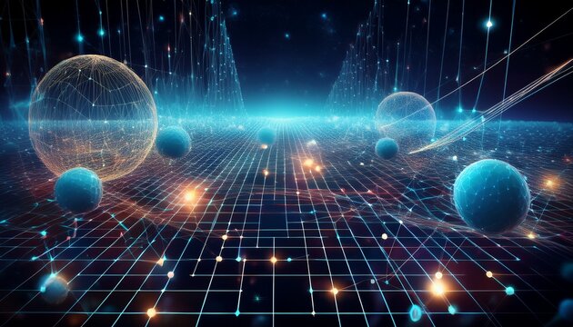 digital network connecting abstract planets in space