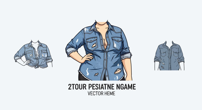 Stylish Denim Jacket Fashion Illustration with Detailed Design and Texture.