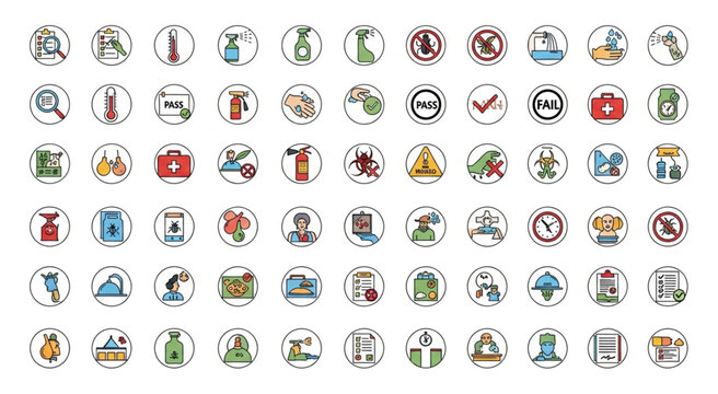 Collection of various safety and warning icons for different hazards and situations.