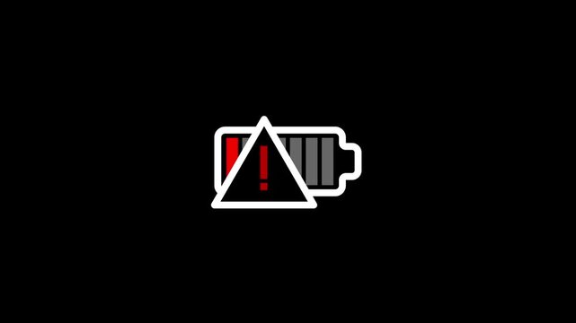 low battery warning animation. battery sign