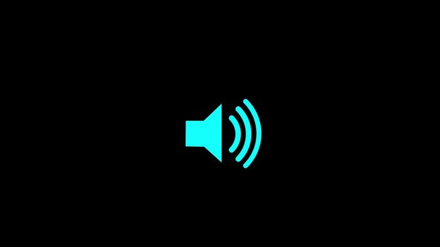 Speaker icon animated on, speaker volume animation. microphone, sound voice speaker.4k motion video. on black background.