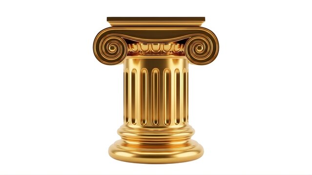 A gold colored decorative column on transparent background