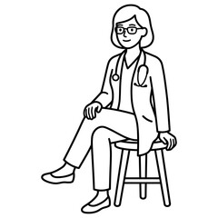 Fototapeta premium Clinic Consultation Female Doctor Sitting Comfortably