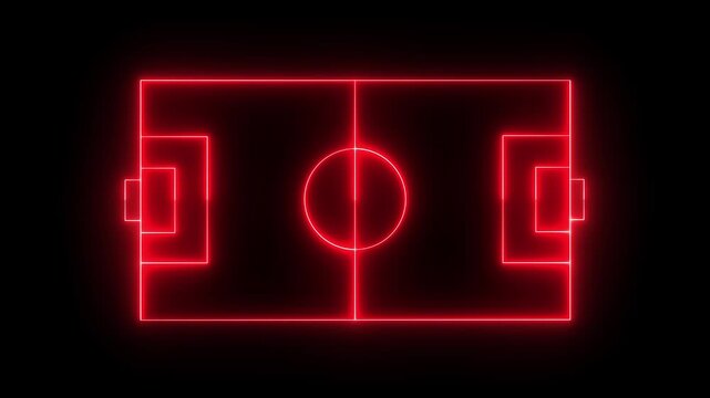 sports stadium on black background with neon lights match football isometric field video animation,Neon soccer area. football stadium with neon, shiny lights 4k video...