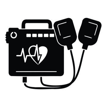 Automated external defibrillator icon vector illustration isolated on white background, healthcare symbol.