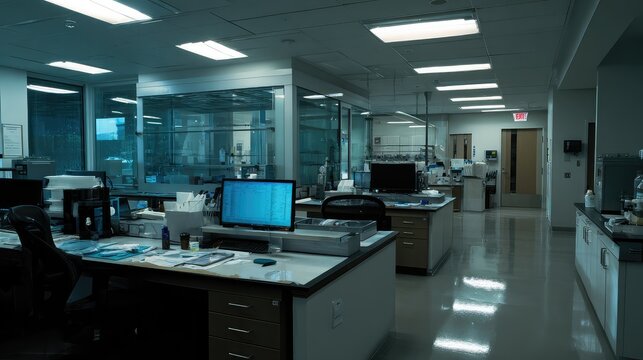 Modern scientific laboratory interior with advanced equipment