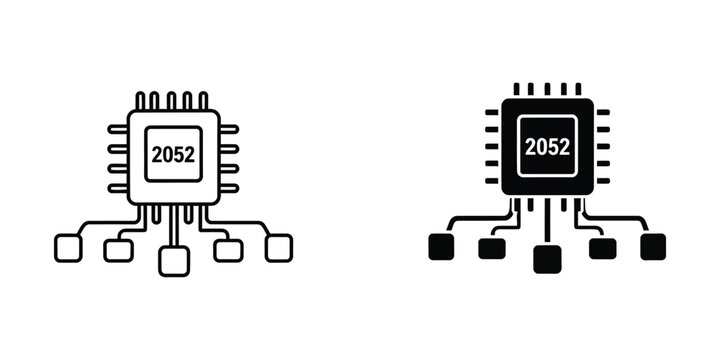 Comparison of two different microcontroller chip illustrations labeled 2052