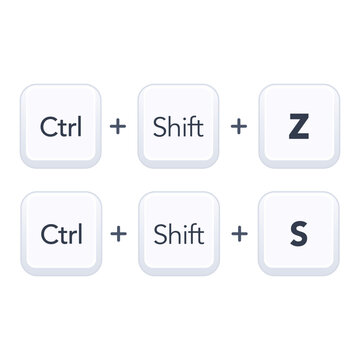 Keyboard shortcuts Ctrl Shift Z and Ctrl Shift S keys vector illustration