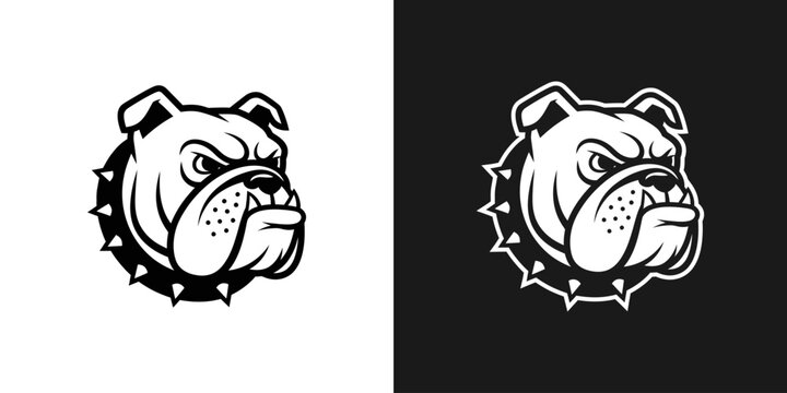 Bulldog head illustration monochrome design