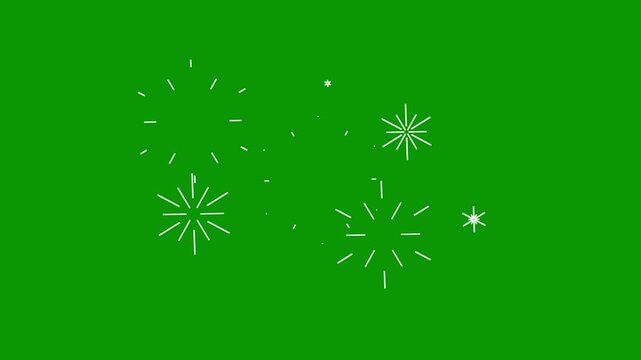 Fireworks circle burst explosion animation with shiny glowing lines, Glitter Motion Graphic fireworks line  burst animation, firework explosion animation  moving glowing lines,4K green screen.