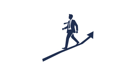 Fototapeta premium Businessman Walking on Growing Graph Arrow.