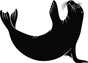 Vintage illustration of a harbor seal in a playful pose © ALO