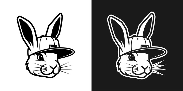 Rabbit wearing baseball cap vector illustration