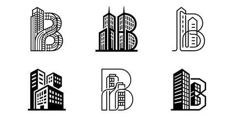 Letter b building logos urban design elements © chintya