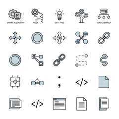 Fototapeta premium Coding symbols and programming icons.