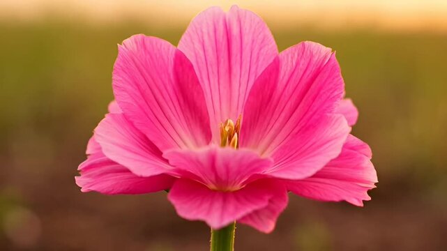 Pink flower blooming time lapse in warm golden light