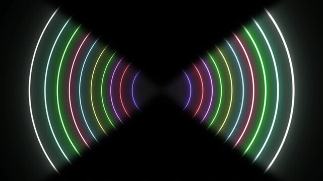 Futuristic signal pulse radiating from network tower. Expanding radio waves illustrating heartbeat rhythm. Advanced wireless communication concept. Radio waves transmits passing data.