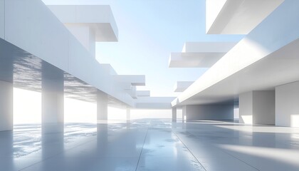 Fototapeta premium Minimal abstract architecture symbolizing analysis and reflection
