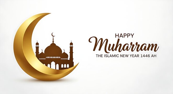 Happy muharram islamic new year greeting card