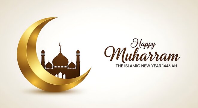 Happy muharram islamic new year greeting card